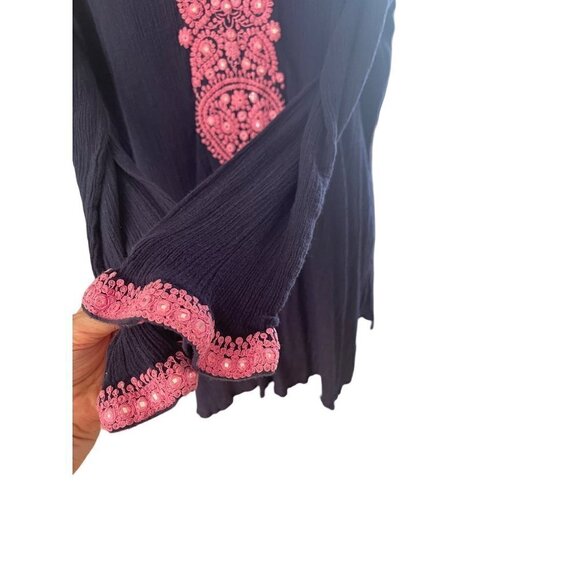 Sulu womens casual long embroidered trim top size 14 - Picture 3 of 8